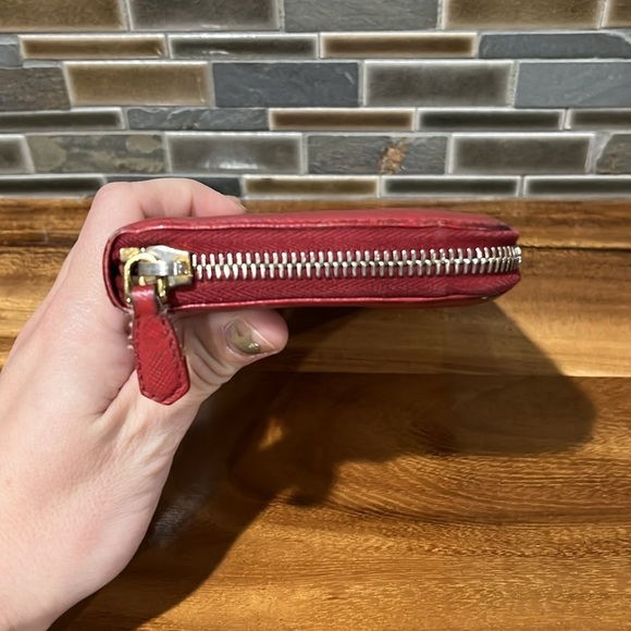 PRADA Red Saffiano Zip Around Wallet - Picture 5 of 12